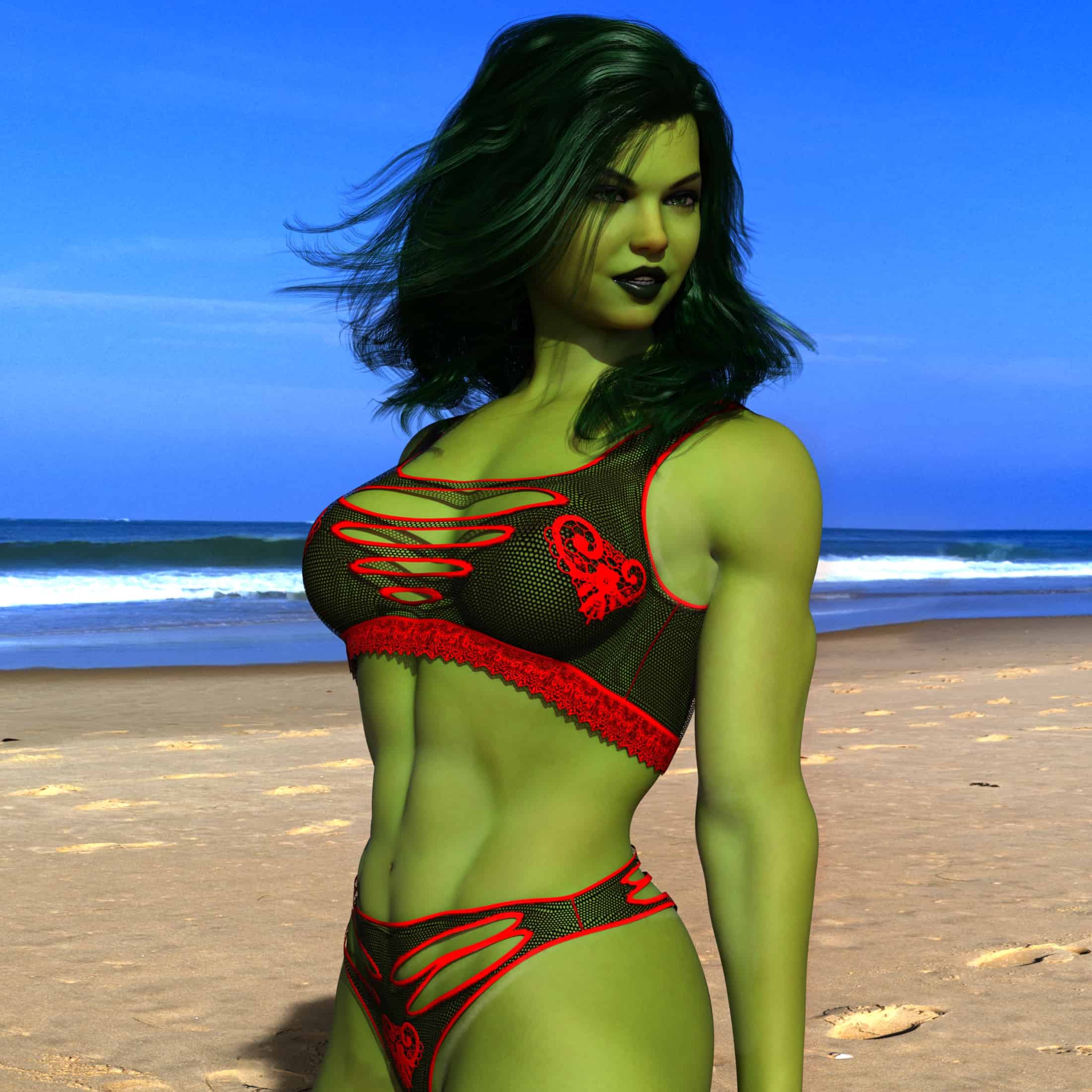 She Hulk red and black 2 piece C - 3D Artwork
